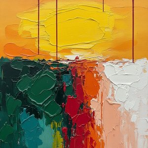 Celestial Amber Descent Over Tectonic Strata In A Monumental Impasto Study — Christian Noiret