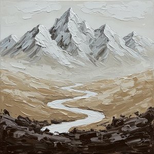 Monolithic Silence: A Sculptural Study Of Glacial Peaks And Earthbound Shadows — David Moreau, Plaster & Texture Art