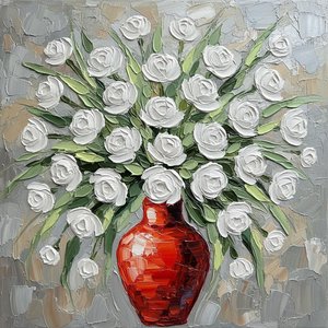 Radiant Emergence: A Monumental Impasto Study Of White Blossoms And Earthbound Ochre — Christian Noiret, Contemporary Abstraction