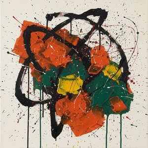 Kinetic Emergence: An Explosive Convergence Of Radiant Pigment And Sweeping Black Motion — Laurent Lefèvre, Abstract Expressionism (pollock-style)