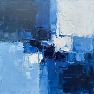 Fragmented Monoliths In Midnight Blue: A Singular Study Of Sculptural Abstraction — Laurent Fabre, Neo-abstract Art