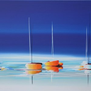 Ethereal Horizons of Amber Spires Amidst a Serene Ultramarine Dreamscape