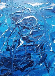 Cerulean Turbulence: A Singular Study Of Kinetic White Impasto And Midnight Shadows — Christian Noiret, Contemporary Abstract