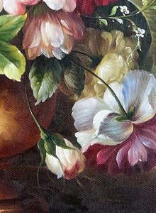 Romantic Floral Still Life With Roses And Lilies
