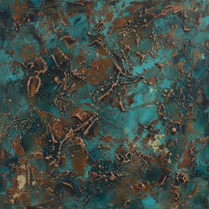 Fragmented Primordial Strata Of Oxidized Bronze And Deep Verdigris Mineral Veins — David Moreau, Plaster & Texture Art