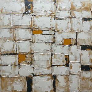 Fragmented Monolith: A Meditative Study In Ochre And Sculptural Earth Tones — David Moreau, Contemporary Abstract