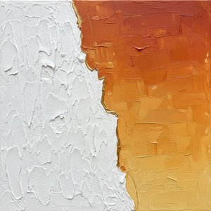Fragmented Horizon: A Monumental Study Of Sculptural White And Burnt Ochre Tension — David Moreau, Contemporary Abstract