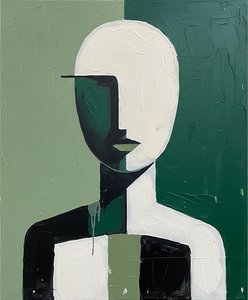 Geometric Echoes Of Form: A Study In Verdant Planes And Lingering Memory. — Christian Noiret, Contemporary Abstract Painting