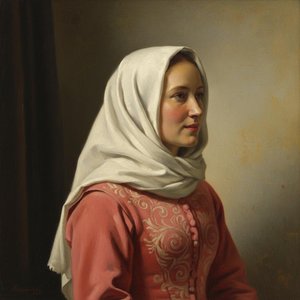 The Luminescent Gaze In Alizarin Crimson: A Singular Study Of Light And Grace — Marc Duvallier, Dutch Golden Age