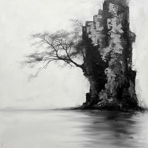 Monolithic Silence: A Singular Study Of Shadowed Stone And Skeletal Grace — Laurent Roche