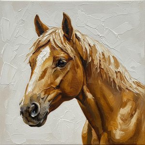 Ethereal Ochre Majesty: A Monumental Impasto Study Of Serene Equine Grace — Christian Noiret, Contemporary Abstract
