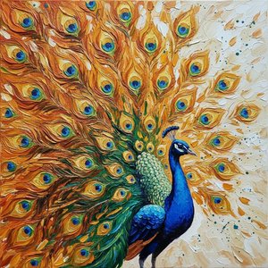 Resplendent Azure Majesty: A Sculptural Symphony Of Gilded Gold And Cobalt Plumage — Laurent Delcourt