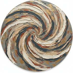 Centrifugal Echoes In Earth And Slate: A Singular Tondo Of Sculptural Motion — David Moreau, Abstract Expressionism