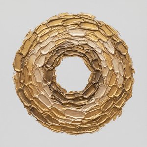 Eternal Gilded Orbit: A Monumental Study In Sculptural Gold And Meditative Form — David Moreau, Plaster & Texture Art