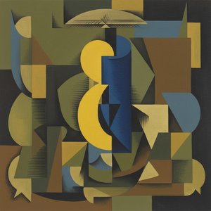 Rhythmic Convergence In Ochre And Azure: A Singular Geometric Symphony — Marc Duvallier, Cubism