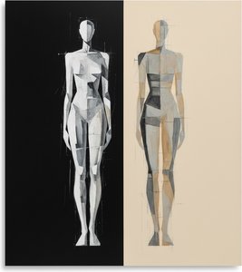 Fragmented Dualities: A Monolithic Study Of Structural Shadows And Ethereal Light — Laurent Fabre, Neo-abstract Art