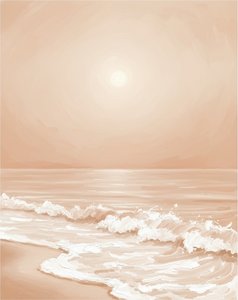 Ethereal Horizon: A Meditative Study Of Gilded Waves And Infinite Sepia Light — Laurent Roche