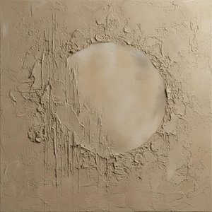 Eroded Monolith In Sand And Taupe: A Monumental Study Of Organic Silence — David Moreau, Plaster & Texture Art
