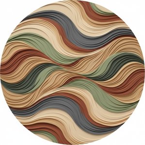 Eternal Strata: A Meditative Tondo Of Rhythmic Earth And Serene Undulating Waves — Laurent Fabre, Neo-abstract Art (modern Abstract Compositions)