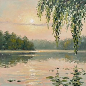 Ethereal Whispers Of Sage And Gold In A Solitary Impressionistic Morning Mist — Laurent Roche