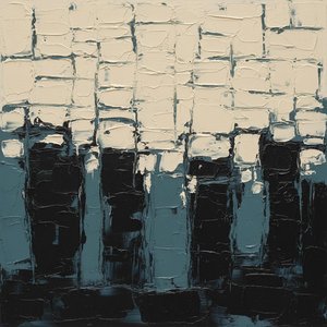 Monolithic Shadows Beneath A Fragmented Sky Of Pale Architectural Silence — Laurent Fabre, Neo-abstract Art