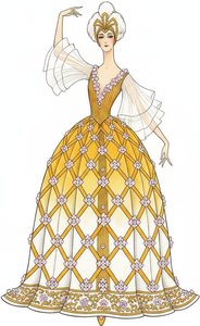 Gilded Lattice Gown In Gold And Lavender — Valentin Laurent De Courcey