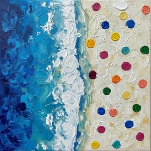 Cerulean Tides And Ethereal Orbs: A Sculptural Study In Oceanic Motion — David Moreau, Plaster & Texture Art