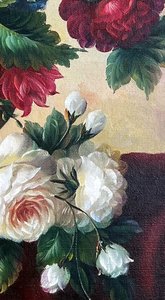 Classical Floral Still Life With Roses And Grapes