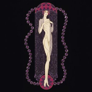Magenta Mosaic Headdress And Beaded Fringe Over Cream Silhouette — Valentin Laurent De Courcey