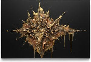 Ethereal Radiance Of Burnished Gold Amidst A Monumental Void Of Liquid Bronze — David Moreau, Contemporary Abstract
