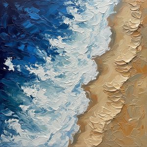 Rhythmic Surge Of Ultramarine And Ochre In A Singular Impasto Masterpiece — David Moreau, Plaster & Texture Art
