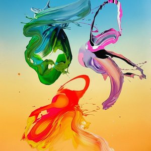 Celestial Kinetic Flow: An Amber And Cerulean Symphony Of Viscous Motion — Isabelle Dupuis, Ai-generated Pop