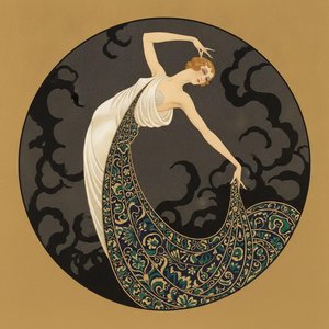 Gold And Emerald Motifs Within A Charcoal Tondo — Valentin Laurent De Courcey, Art Deco