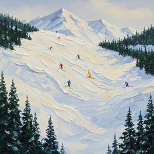 A Singular Descent Through Sculpted Frost And Vibrant Alpine Light — David Moreau, Plaster & Texture Art
