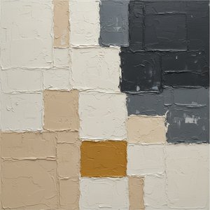 Monolithic Fragments In Ochre And Charcoal: A Sculptural Study Of Earthly Permanence — David Moreau, Abstract Expressionism