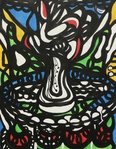Chromatic Totem With Bold Outlined Biomorphic Forms — Étienne Schmitt