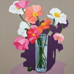 Radiant Coral Bloom In A Singular Moment Of Serene Geometric Harmony — Charles Delorme