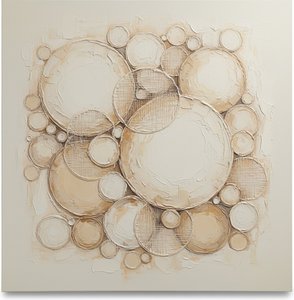 Ethereal Convergence Of Sculptural Orbs In Monochromatic Cream And Ochre Relief — David Moreau