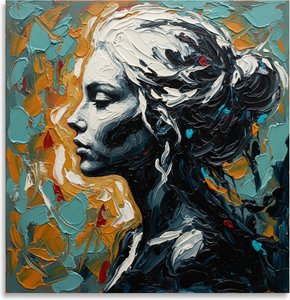 Fragmented Silhouette In Deep Teal And Ochre: A Monumental Study Of Melancholic Grace — Christian Noiret