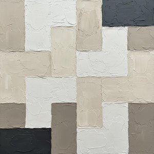 Monolithic Echoes In Neutral Impasto: A Meditative Study Of Interlocking Textural Forms — David Moreau, Plaster & Texture