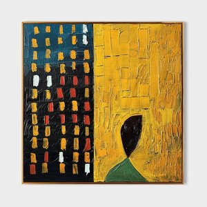 Golden Monolith: A Singular Study Of Rhythmic Geometry And Primordial Texture — Laurent Fabre, Neo-abstract Art