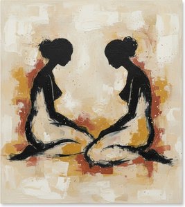 Eternal Echoes In Ochre: A Meditative Study Of Silhouetted Souls And Shadowed Grace — Laurent Vionnet