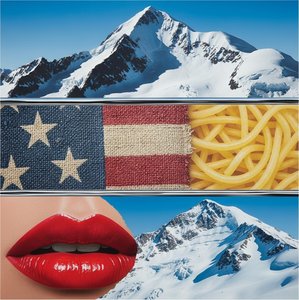Fragmented Horizons: A Surreal Stratification Of Alpine Peaks And Tactile Human Echoes — Inès Rolland, Pop Art