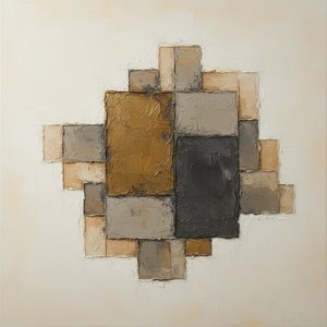 Monolithic Fragments In Ochre And Slate: A Meditative Study Of Geometric Permanence — David Moreau, Contemporary Abstraction