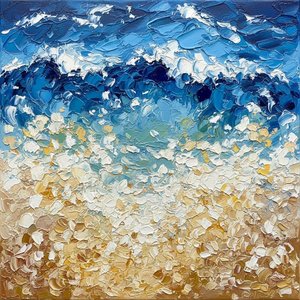 Cerulean Tides In Motion: A Sculptural Study Of Oceanic Turbulence And Light — David Moreau, Plaster & Texture Art