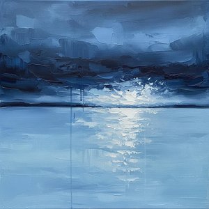 Celestial Fracture: A Monumental Study Of Midnight Indigo And Luminous Horizon Light — Christian Noiret, Contemporary Abstract Painting