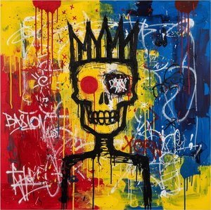The Sovereign Of Chaos: A Primordial Crown Amidst Vibrant Primal Splatters — Laurent Girard