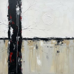 Ephemeral Pillars And Ochre Runnels: A Study In Vertical Resonance — Christian Noiret, Contemporary Abstract Painting