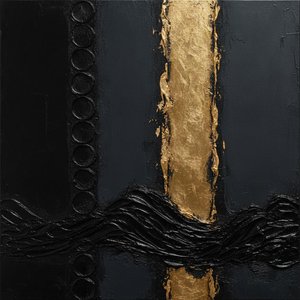 Gilded Fracture Amidst Sculptural Black Relief — David Moreau