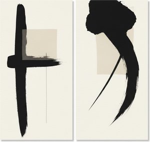 Monolithic Echoes In Carbon And Cream: A Singular Calligraphic Diptych Study — Laurent Vionnet
